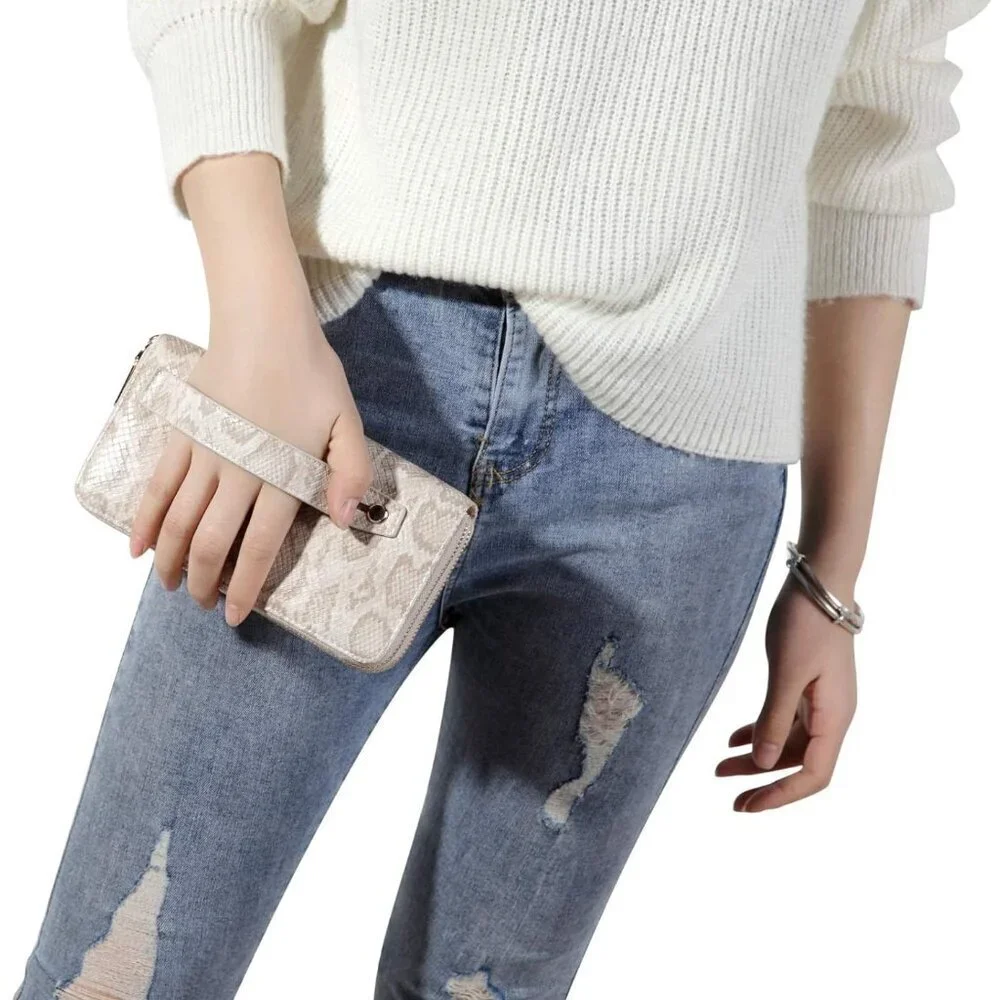 Women's PU Leather Phone Clutch Wallet RFID Blocking Multi-Card Organizer